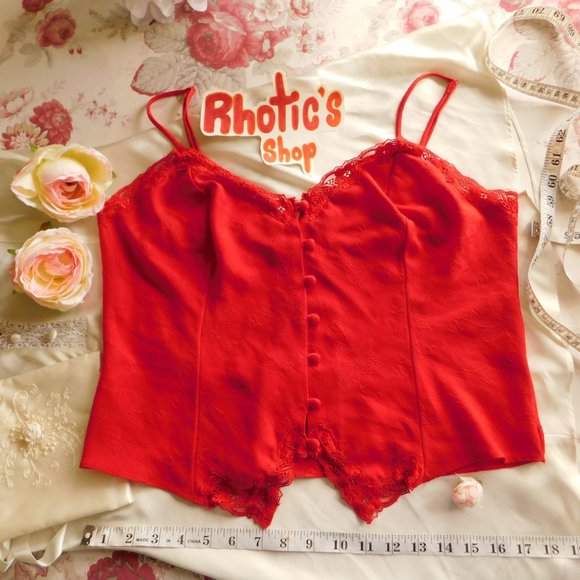 Vintage GOLD LABEL Button Up Cami With Lace Detail - Picture 1 of 3